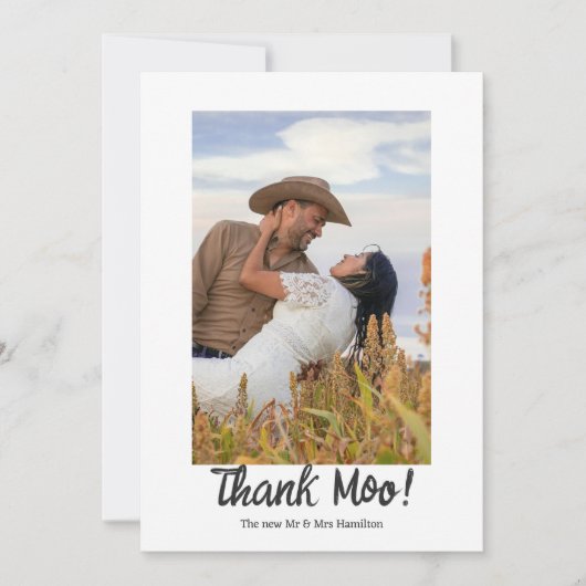 二パーソナライズされた写感謝していモー画 サンキューカード (正面)