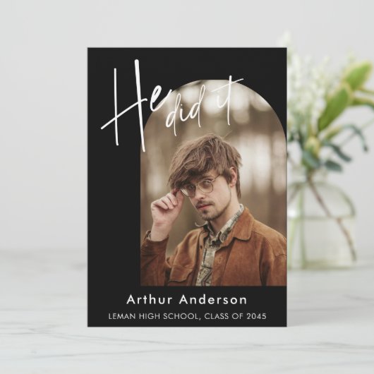 二フォトカスタムシンプルエレガント卒業 案内状 (スタンド正面)