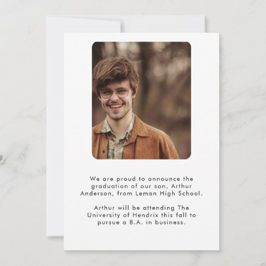 二フォトカスタムシンプルエレガント卒業 案内状 (裏面)