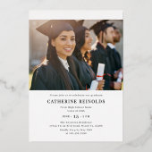 二モダンエレガント写真卒業パーティー 箔招待状 (裏面)