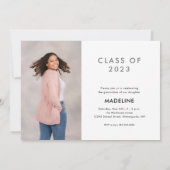 二モダンミニマル写真水平卒業 招待状 (裏面)