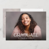 二モダンミニマル写真水平卒業 招待状 (正面/裏面)