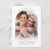 二モダン人結婚の写真アーチ枠書道 招待状 (正面/裏面)