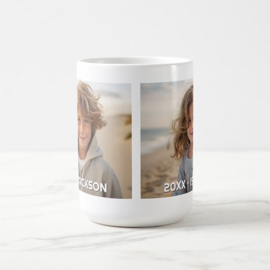 二モダン写真テンプレートミニマルカスタム文字 コーヒーマグカップ (中央)