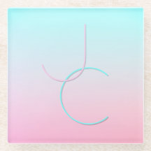 二モダン重なるイニシャル |ターコイズピンク