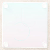 二モダン重なるイニシャル |ターコイズピンク ガラスコースター (裏面)