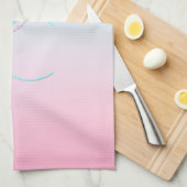 二モダン重なるイニシャル |ターコイズピンク キッチンタオル (四つ折り)