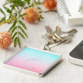 二モダン重なるイニシャル |ターコイズピンク キーホルダー (側面)