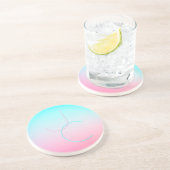 二モダン重なるイニシャル |ターコイズピンク コースター (側面)