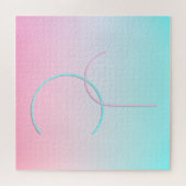 二モダン重なるイニシャル |ターコイズピンク ジグソーパズル (横)