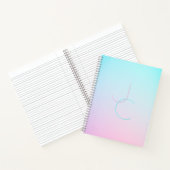 二モダン重なるイニシャル |ターコイズピンク ノートブック (内部)