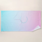 二モダン重なるイニシャル |ターコイズピンク ビーチタオル (正面)