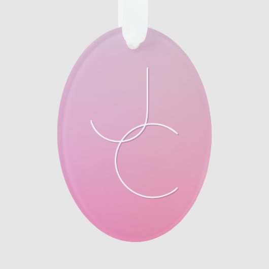 二モダン重なるイニシャル |ピンクグラデーション オーナメント (正面)