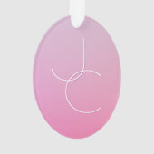 二モダン重なるイニシャル |ピンクグラデーション オーナメント (裏面)