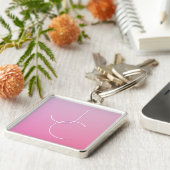 二モダン重なるイニシャル |ピンクグラデーション キーホルダー (側面)