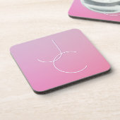 二モダン重なるイニシャル |ピンクグラデーション コースター (左側)