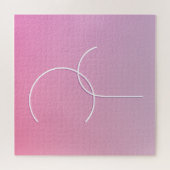 二モダン重なるイニシャル |ピンクグラデーション ジグソーパズル (横)