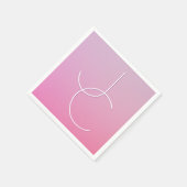 二モダン重なるイニシャル |ピンクグラデーション スタンダードカクテルナプキン (角)