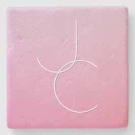 二モダン重なるイニシャル |ピンクグラデーション ストーンコースター