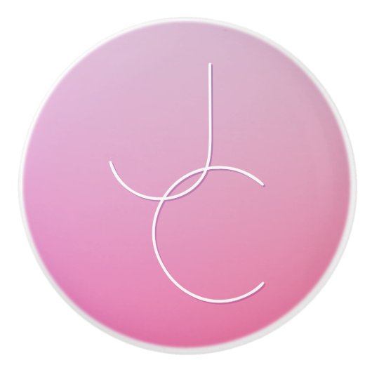 二モダン重なるイニシャル |ピンクグラデーション セラミックノブ (正面)