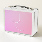 二モダン重なるイニシャル |ピンクグラデーション メタルランチボックス (裏面)