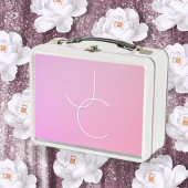 二モダン重なるイニシャル |ピンクグラデーション メタルランチボックス