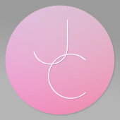 二モダン重なるイニシャル |ピンクグラデーション ラウンドシール