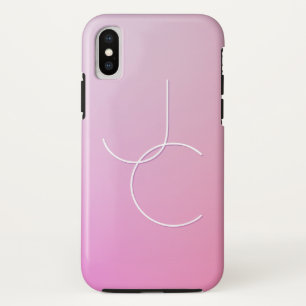 二モダン重なるイニシャル ピンクグラデーション iPhone X ケース