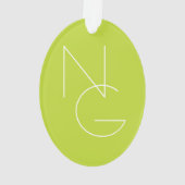 二モダン重なるイニシャル |ライムグリーン オーナメント (裏面)