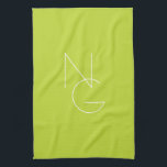 二モダン重なるイニシャル |ライムグリーン キッチンタオル<br><div class="desc">重なりモダン合うイニシャル。</div>