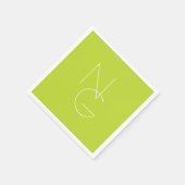 二モダン重なるイニシャル |ライムグリーン スタンダードカクテルナプキン (角)