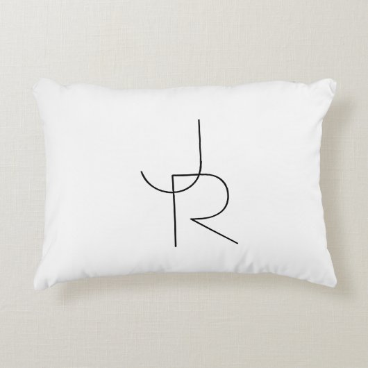 二モダン重なるイニシャル |白黒表示 アクセントクッション (正面)