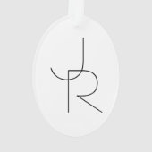 二モダン重なるイニシャル |白黒表示 オーナメント (裏面)