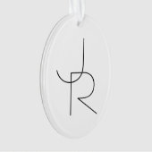 二モダン重なるイニシャル |白黒表示 オーナメント (正面)