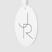 二モダン重なるイニシャル |白黒表示 オーナメント (正面)