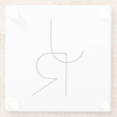 二モダン重なるイニシャル |白黒表示 ガラスコースター (裏面)