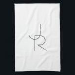 二モダン重なるイニシャル |白黒表示 キッチンタオル<br><div class="desc">重なりモダン合うイニシャル。</div>
