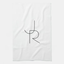 二モダン重なるイニシャル |白黒表示