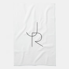 二モダン重なるイニシャル |白黒表示 キッチンタオル
