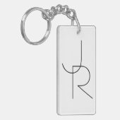 二モダン重なるイニシャル |白黒表示 キーホルダー (正面左)