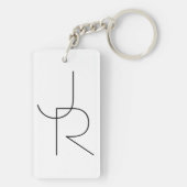 二モダン重なるイニシャル |白黒表示 キーホルダー (裏面)