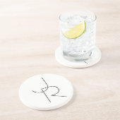 二モダン重なるイニシャル |白黒表示 コースター (側面)