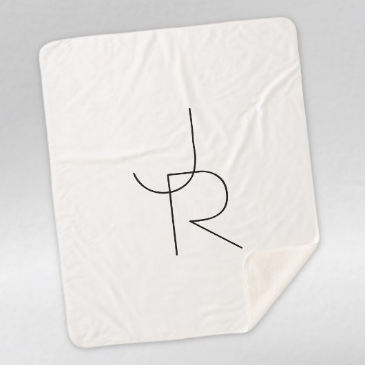 二モダン重なるイニシャル |白黒表示 シェルパブランケット