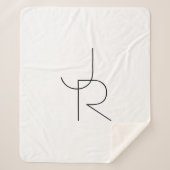 二モダン重なるイニシャル |白黒表示 シェルパブランケット (正面)