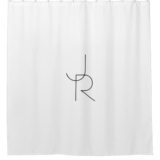 二モダン重なるイニシャル |白黒表示 シャワーカーテン (正面)