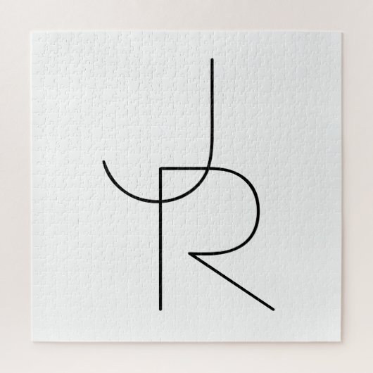 二モダン重なるイニシャル |白黒表示 ジグソーパズル (縦)