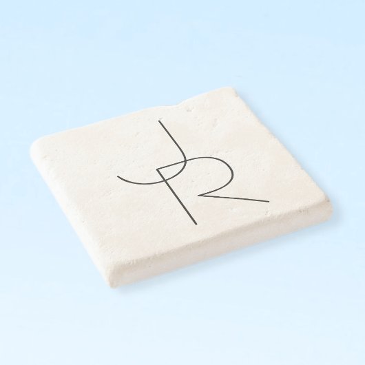 二モダン重なるイニシャル |白黒表示 ストーンコースター