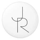 二モダン重なるイニシャル |白黒表示 セラミックノブ (正面)