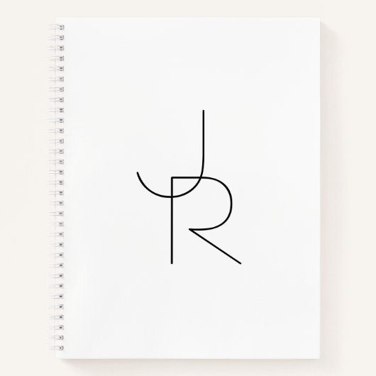 二モダン重なるイニシャル |白黒表示 ノートブック (正面)