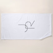 二モダン重なるイニシャル |白黒表示 ビーチタオル (正面)